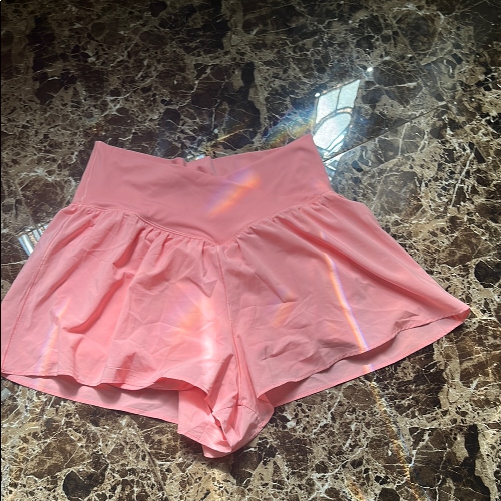 Aerie Pink Skorts with Flowy Skirt Overlay